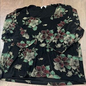 Floral Black and Green Women's Top